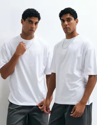 Essentials 2 pack oversized t-shirts in white