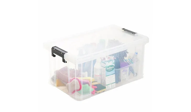 Strata Stackmaster 70L Plastic Storage Box - Black