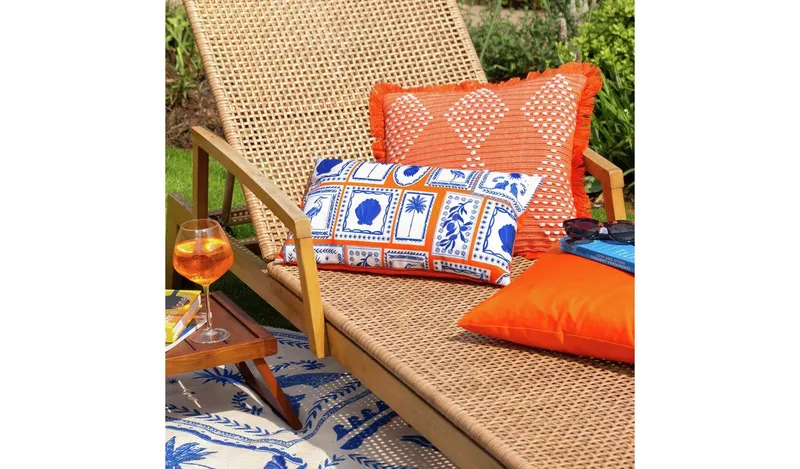 Furn Frieze Coral Blue Outdoor Cushion