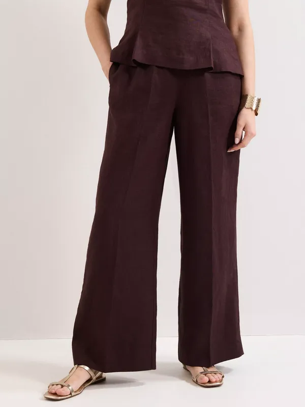 Phase Eight Zoey Linen Wide Leg Trousers, Brown