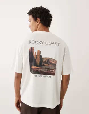 oversized t-shirt with coast graphic in cream