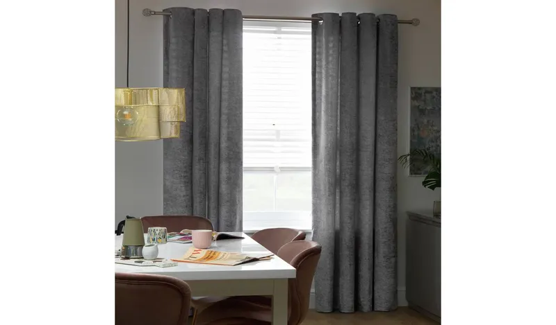 Argos Home Crushed Velvet Eyelet Curtains - Grey - 117x183cm