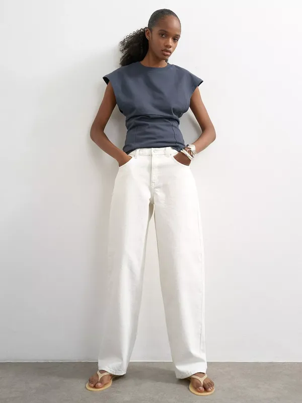 Topshop Low Rise Boyfriend Jeans, White