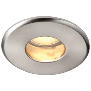 Saxby GU10 Satin Nickel Fire Rated IP65 Cast Fixed Downlight - 50W