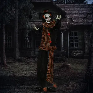 Outsunny Halloween Decorations Circus Clown Lighted Life Size Animated Prop - Multi-Coloured