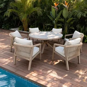 Aluminum Garden Table and Chair Set - Nature / 7