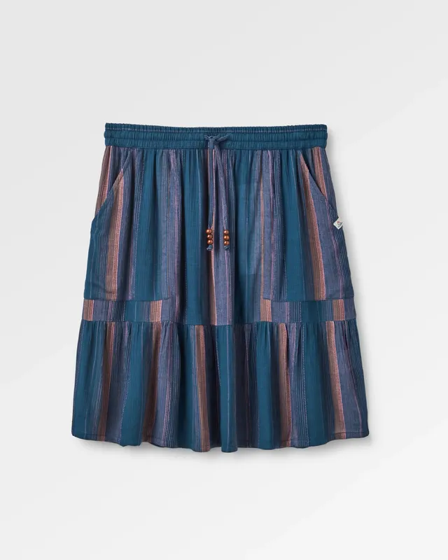 Passenger Clothing Dew EcoVero Woven Skirt - Dark Denim Multi Stripe