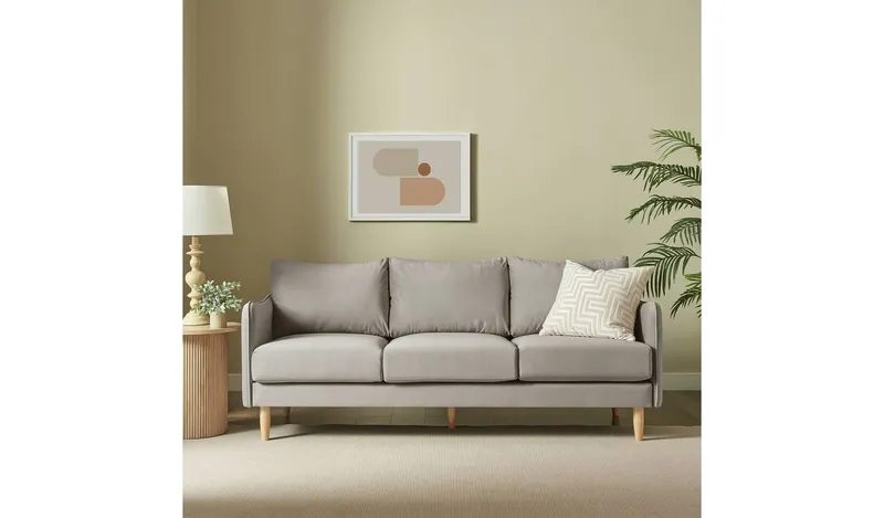 Argos Home Dippy Velvet 3 Seater Sofa - Natural