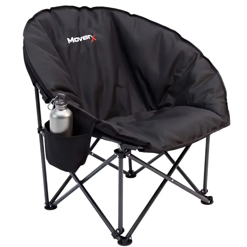 MOVERX Lightweight Moon Camping Chair - Capacity 150kg, Black