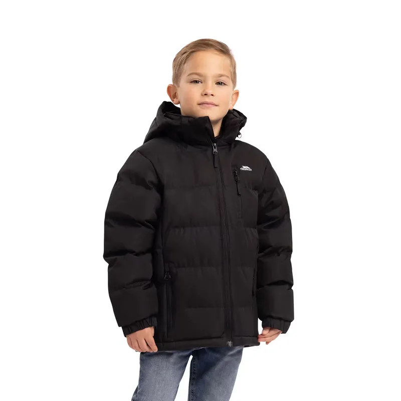 TRESPASS Boys Padded Adjustable Zip-Off Hood Waterproof Jacket - Tuff