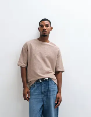 super heavyweight oversized t-shirt in beige texture