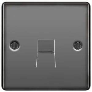 BG Screwed Raised Plate Screw Type Single Master Telephone Socket - Black Nickel