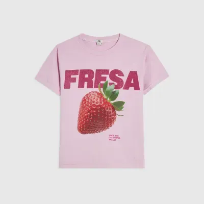 Girls Pink Glitter Fresha Strawberry T-Shirt