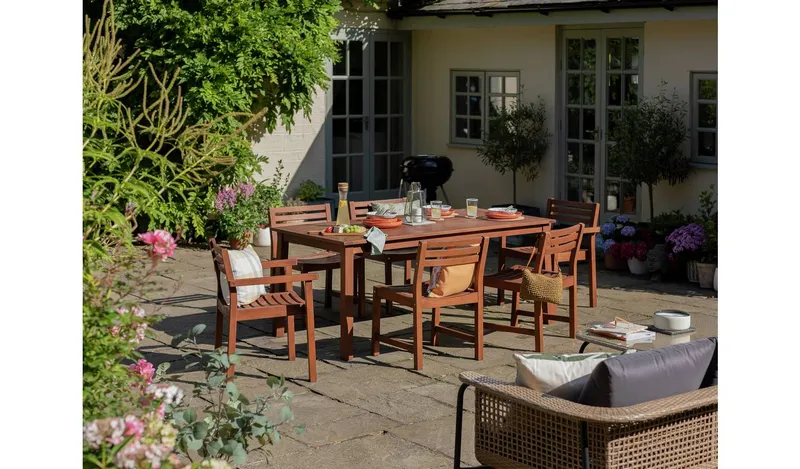 Habitat Amalfi 6 Seater Wooden Patio Set - Brown