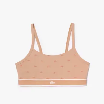 Lacoste Crocodile Print Stretch Cotton Bralette