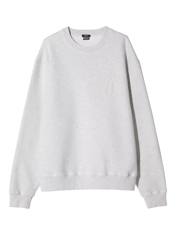 DENHAM Scissor Patch Cotton Crew Neck Jumper, Grey Marl