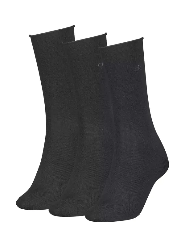Calvin Klein Roll Top Socks, Pack of 3, Black