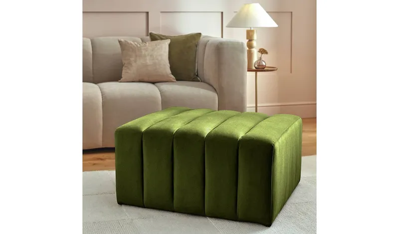 Argos Home Letti Velvet Footstool - Green