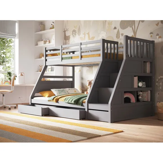 Lunar Triple Bunk Bed Grey - Grey