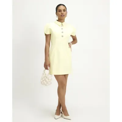 Petite Yellow Split Sleeve Mini Dress