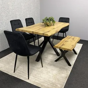 Dining Set with Velvet Chairs and Bench