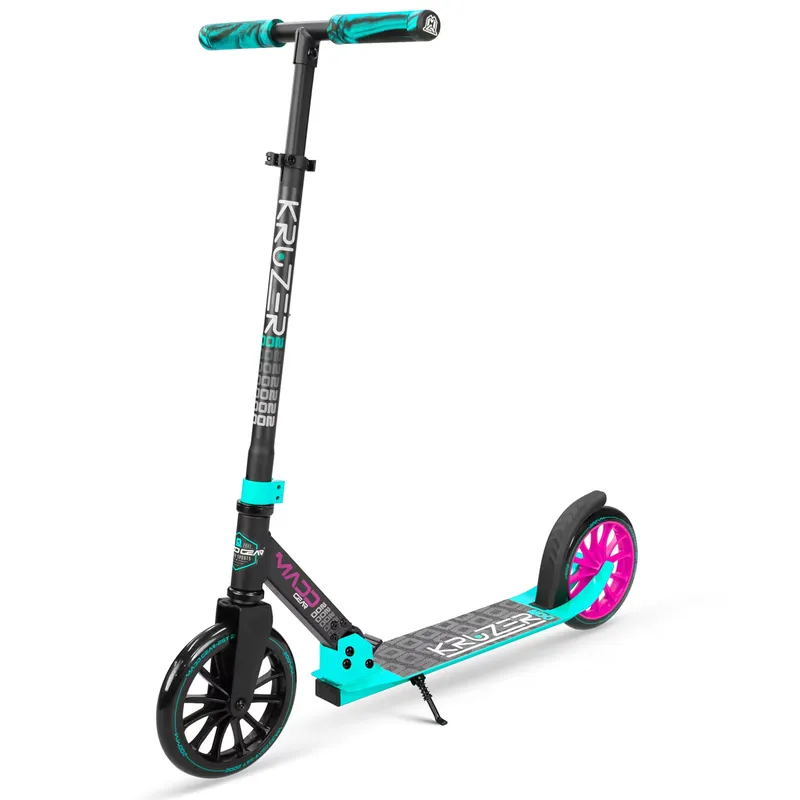 MADD GEAR PRO Carve Kruzer V2-200 Big Wheel Commuter Folding Scooter - Black/Teal