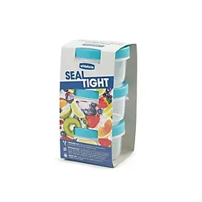 Whitefurze Seal Tight Plastic 300ml Round Food storage pot, Pack of 3