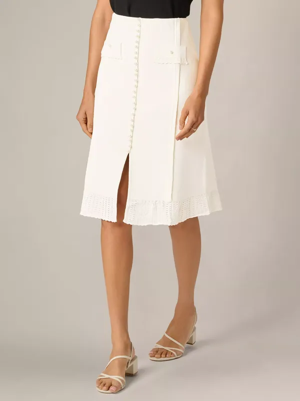 Adrianna Papell Button Sweater Midi Skirt, Meringue