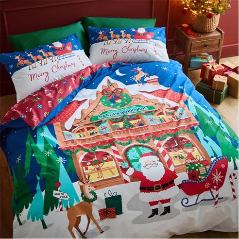 Catherine Lansfield Santa Workshop Christmas Duvet Cover Set
