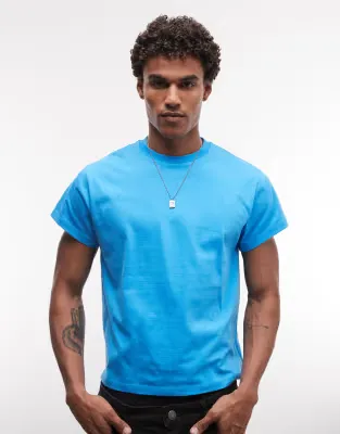 boxy oversized cropped t-shirt in turquoise
