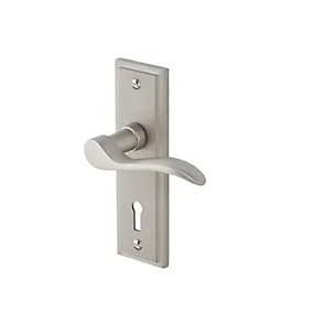 Colours Sennen Nickel effect Aluminium Scroll Lock Door handle (L)105mm (D)86mm Pair