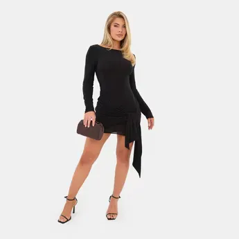 I Saw It First Long Sleeve Drape Mini Dress