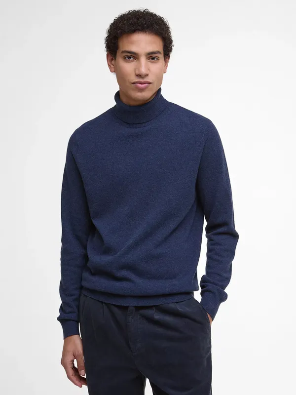 Barbour Hector Wool Roll Neck Jumper, Navy Marl