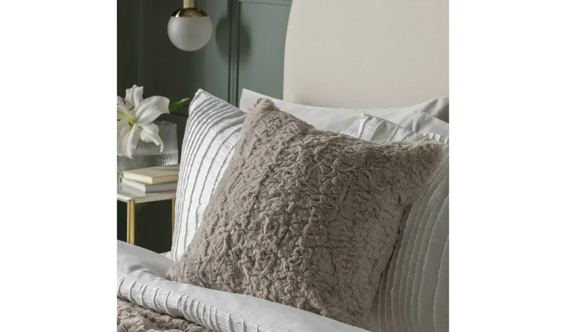 Habitat Faux Fur Textured Cushion - 43x43cm