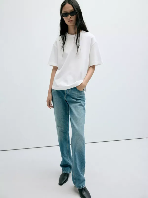 Mango Oversized Crew Drop-Shoulder T-Shirt