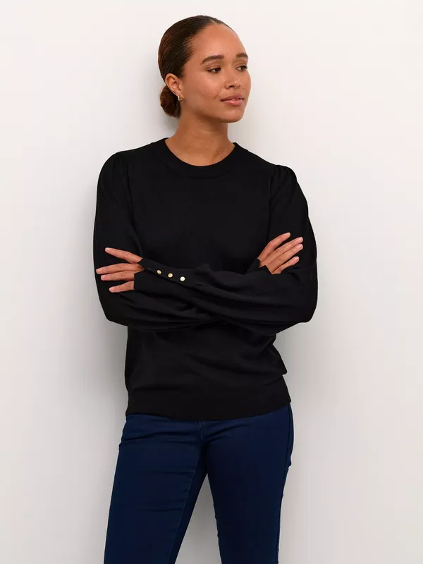 KAFFE Lizza Crew Neck Button Cuff Jumper