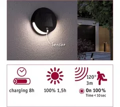 PAULMANN Helena Motion Sensor Solar Wall Light