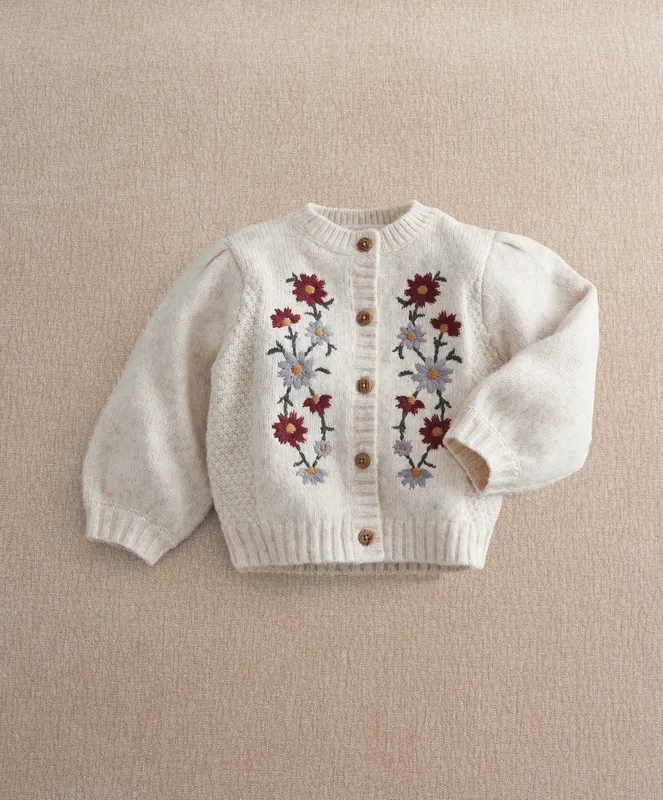 Mamas & Papas Embroidered Flower Cardigan