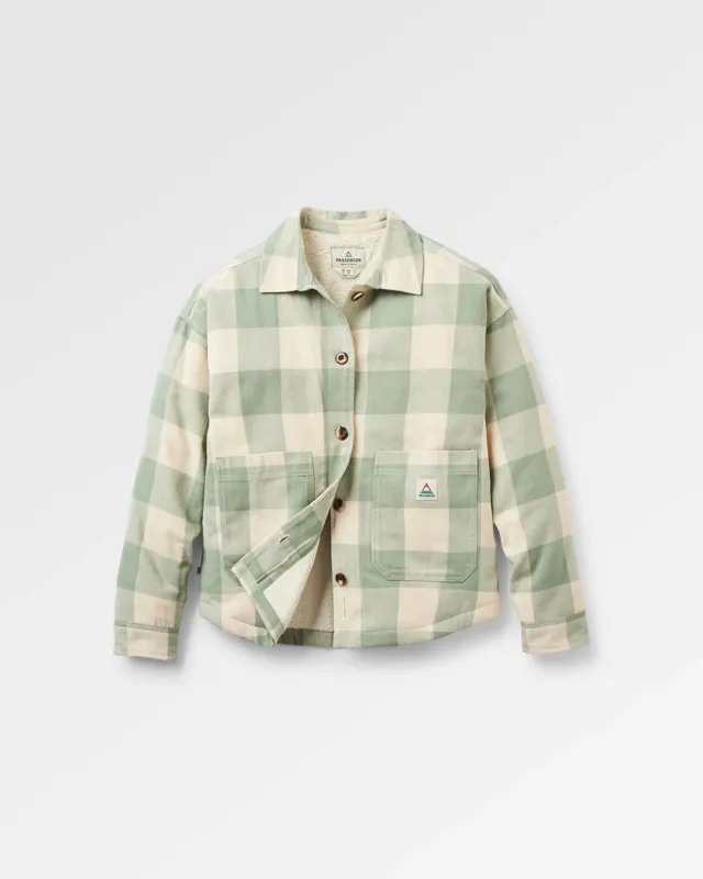 Passenger Clothing Flint Cotton Overshirt - Pistachio Buffalo Check