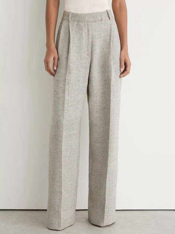 Reiss Ezra Linen Blend Straight Leg Suit Trousers, Neutral