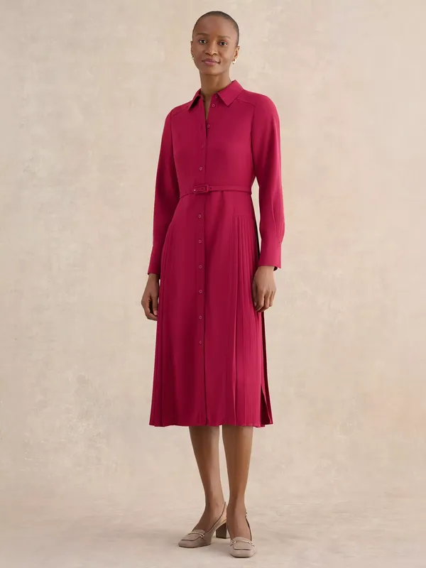 Hobbs Ginny Pleated Panels Shirt Dress