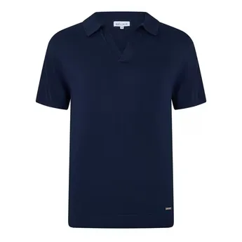 BELIER Men's Merino Wool Short-Sleeve Cuban Collar Polo Shirt