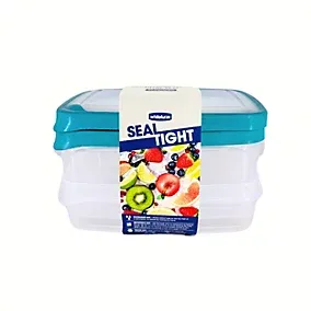 Whitefurze Seal Tight Plastic 1.3L & 2L Rectangular Food storage container, Pack of 2