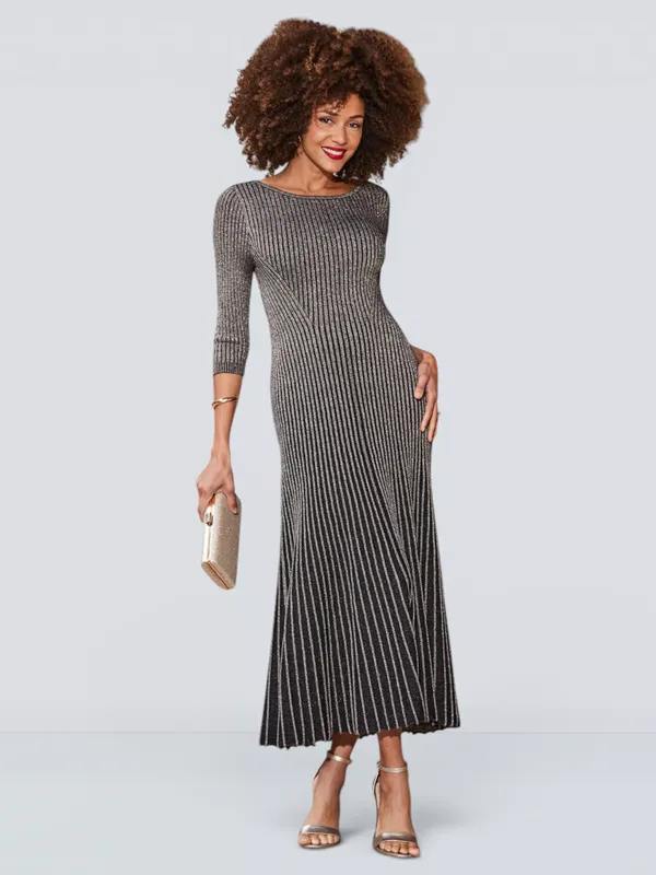 Sosandar Metallic Ombre Knitted Dress, Gold