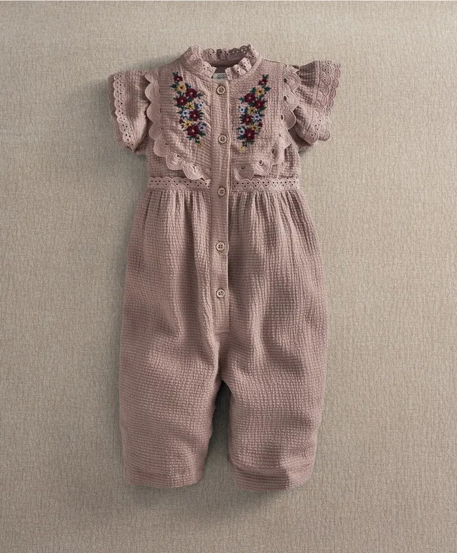 Mamas & Papas Pink Embroidered Romper