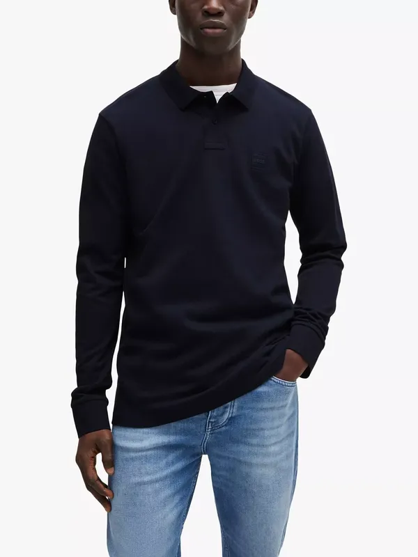 HUGO BOSS BOSS Passerby Long Sleeve Cotton Blend Polo Shirt