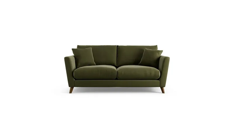 Habitat Lomond Velvet 3 Seater Sofa - Moss Green - Dark Leg